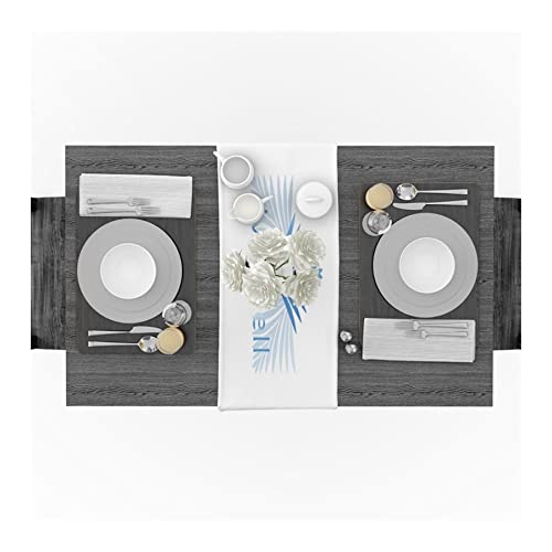 Camino de mesa de lino y yute, camino de mesa de 41 x 183 cm, sábanas blancas y mesa de lino y yute, camino de mesa de 41 x 183 cm, sábanas blancas y azules, camino de mesa navideño vintage