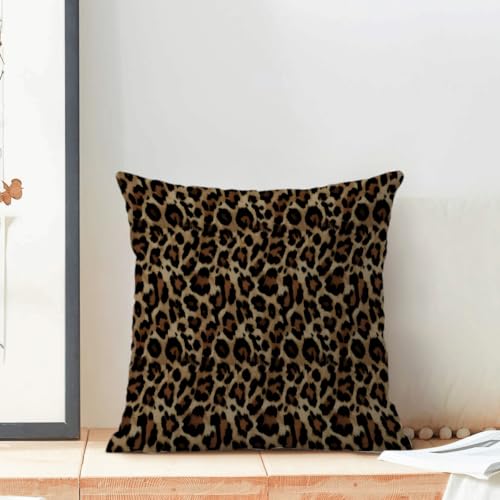 Sorktse Brown Leopard Print Pillow Covers 18x18 Set of 2 Inch Brown Cheetah Print Throw Pillow Covers Outdoor Modern Animal Skin Pillowcases Decor for Home Sofa Living Room Bedroom Linen Cushion — view 3