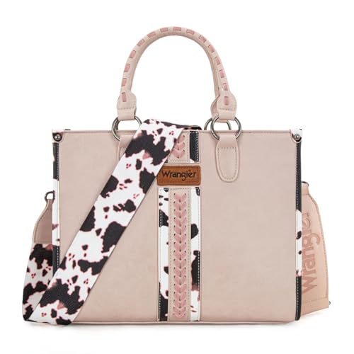 Montana West Wrangler Cow Print Tote Bag for Women Western Purse Boho Top Handle Satchel Bag Women's handbags WG83G-82602LPK