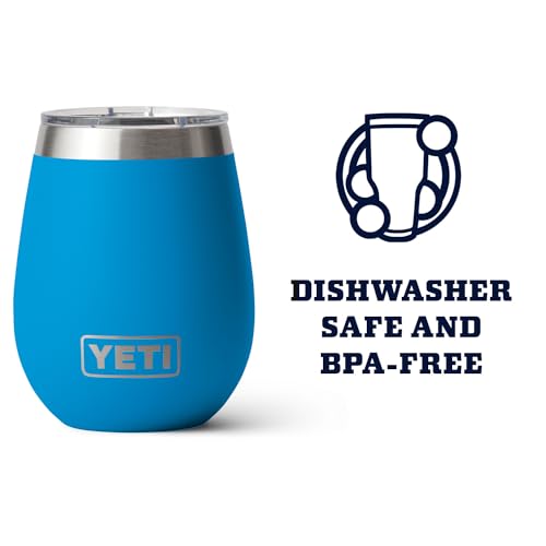 Image of YETI Rambler 10 oz Wine Tumbler, Vacuum Insulated, Stainless Steel with MagSlider Lid, Big Wave Blue