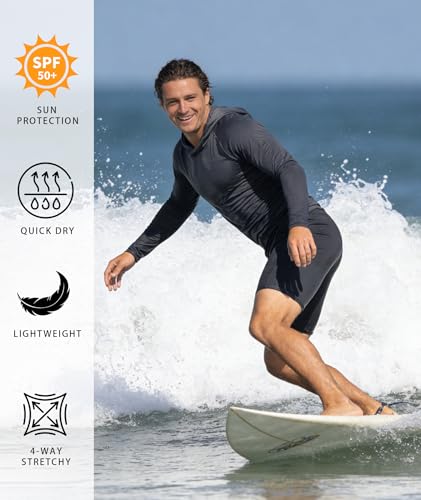 Image of Hoodies for Men UPF 50+ Sun Protection Fishing Shirts Long Sleeve Lightweight Rash Guard Shirt UV SPF Sweatshirt