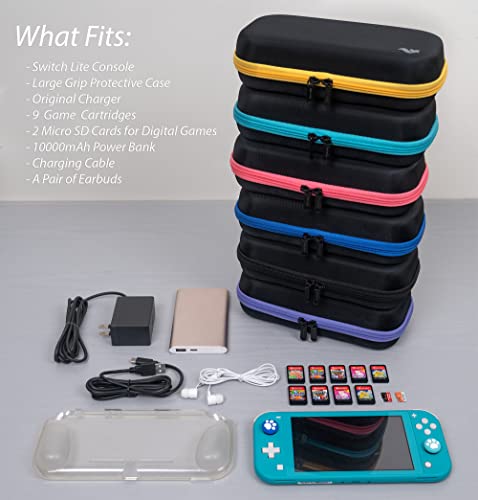 ButterFox Large Carrying Case for Nintendo Switch Lite, Fits Charger, Large Storage Pouch for Switch Lite Accessories - Black/Blue - Thumbnail 3