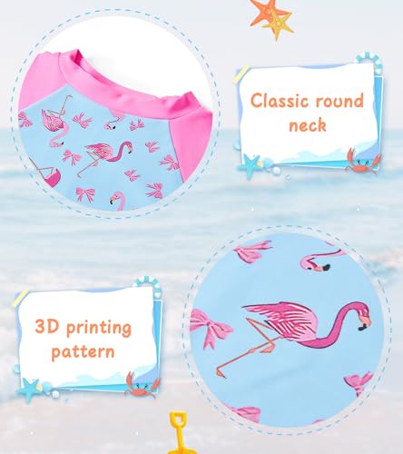 Image of UNIFACO Toddler Girls Swimsuit Rashguard Set Summer Beach Breathable Tankini with UPF 50+ Sun Protection 2-8T