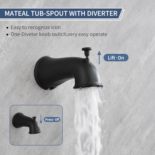 Taplong Black Shower Faucet Set with Tub Spout, Dual Handheld Shower Head Combo, Tub and Shower Faucet Complete Dual 2 in 1 Shower System with Handheld Showerhead 3-way Water Diverter Shower Trim Kit by TapLong - Used condition - Image 5