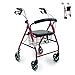 Produktbild Mobiclinic®, Rollator faltbar und leicht, Gehhilfe, Mit Sitzfunktion, Gepolsterte Rückenlehne, Handbremsen, Ergonomische Griffe, Abnehmbarer Korb, Europäische Marke, Modell Alhambra, Farbe Himbeere