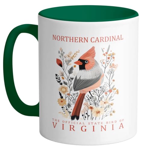 TeesAndTankYou Virginia State Bird Mug 11oz Forest Green
