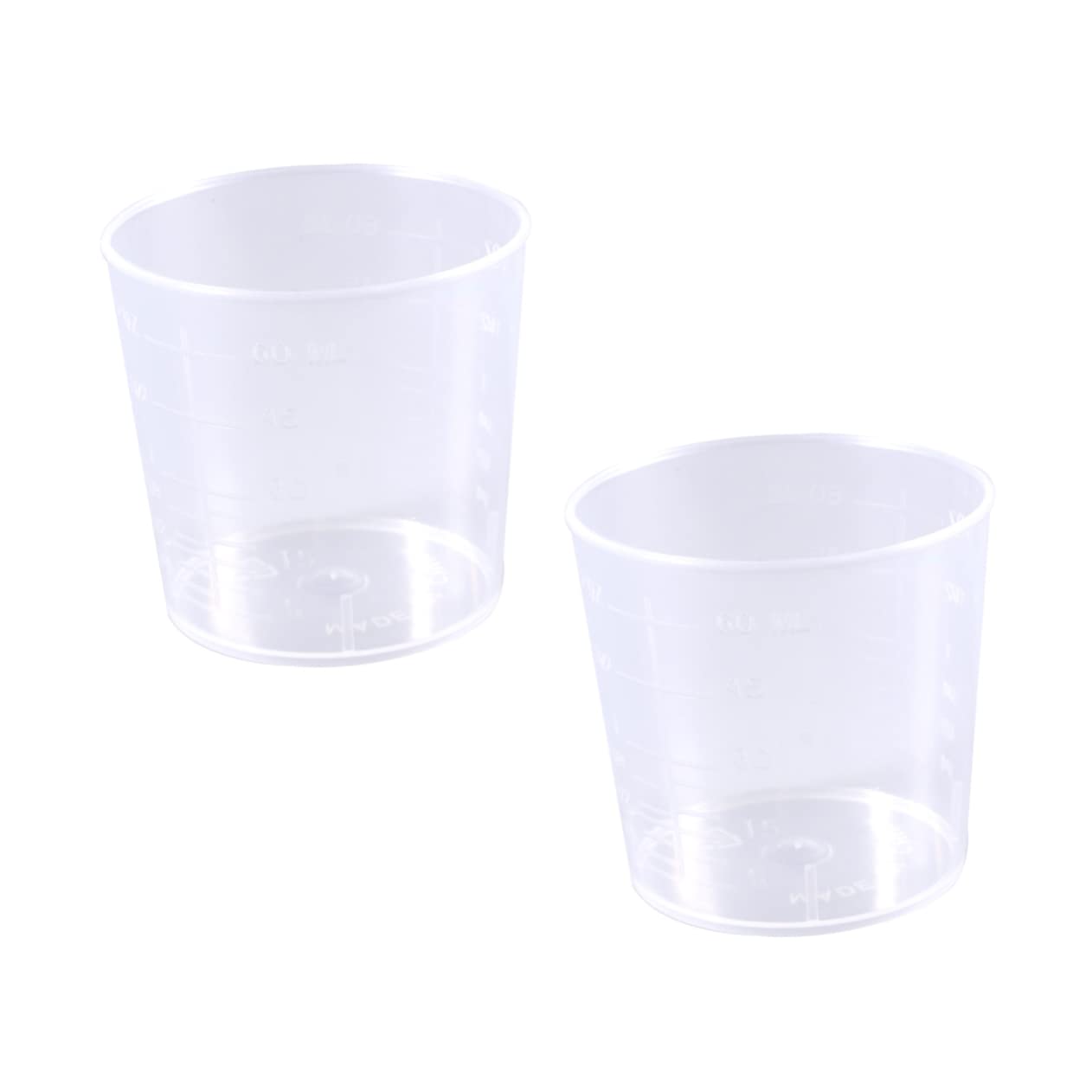 Unomor 2 Pcs 60ml Plastic Graduation Beakers Liquid Measuring Cup Set Fine Graduations for Lab Kitchen Cooking