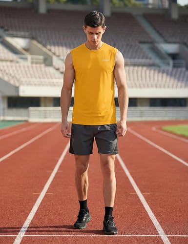 Image of DEMOZU Men's Sleeveless Workout Swim Shirt Quick Dry Athletic Muscle Beach Tank Top Big and Tall
