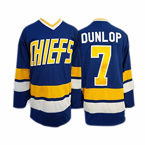 Reggie Dunlop #7 Slap Shot Ice Hockey Jersey For Men Kids H2 Blue #TOP2