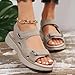 Orthopedic Platform Sandals For Women With Arch Support Fashionable Open Toe Wide Width Women Sandals With Ankle Strap Comfortable Soft Sole Women Flat Sandal Casual Summer Dressy Walking (Grey, 7.5)