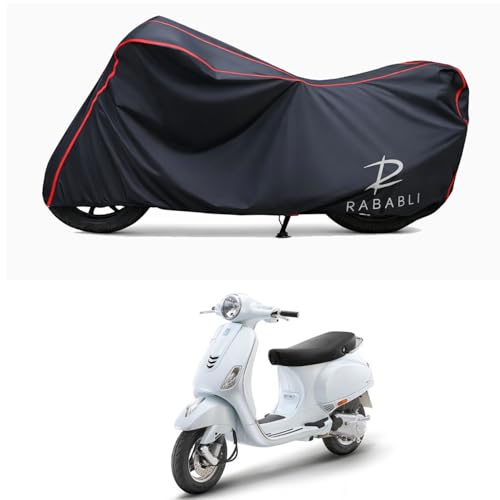 Image of Waterproof Bike Body Cover Compatible for | Vespa ZX 125 BS6 | Taffeta Fabric, Red Piping Design, Bottom Elastic Fit | Dustproof, Sun UV & Rain Protection for All Bikes