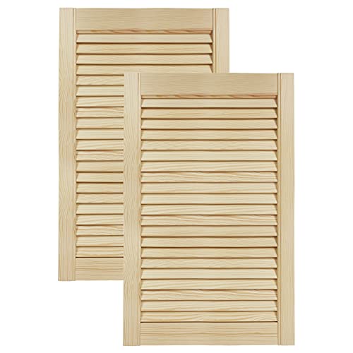DecoMeister Puerta de Lamas Tipo Persiana de Lumbrera de Celosía de Madera Maciza de Pino Para Armarios Frente de Mueble con Listones Abiertos de Dimensiones 444x720 mm Juego de Dos Piezas