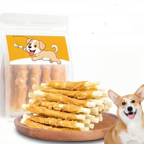 36PCS/54PCS/72PCS Natural Grain-Free Chicken Wrapped Cowhide Teething Treats for Dogs Dental Chews for Puppies&Dogs-Perfect Training Reward&Oral Care Chew Sticks for Healthy Teeth&Breath (72, Chicken)
