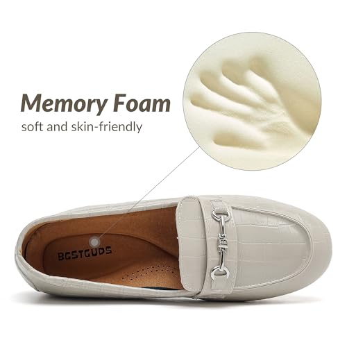 Image of BGSTGUDS Women's Wide Loafers Shoes Cute Dressy Shoes Ladies Comfort Slip Ons Work Shoes