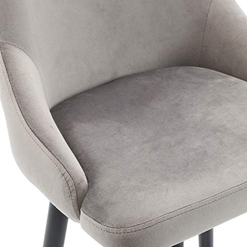 DUHOME Set of 2 Bar Stools with Backrest Fabric Velvet Barstool Metal Legs Colour Selection 5170G, colour:grey, material:Velvet