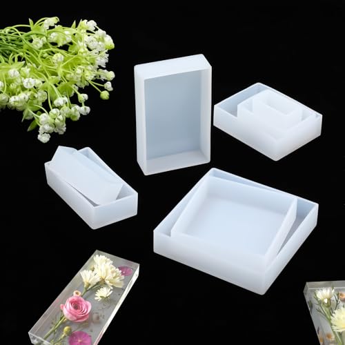 Miniatura 4 de Moldes Rectangulares De Silicona, 10 Piezas De Tamaños Mixtos, Moldes De Resina Epoxi, Moldes Cuadrados De Silicona Para Resina, Jabón, Velas, Hojas De Flores Secas, Muestras, Manualidades, Adornos