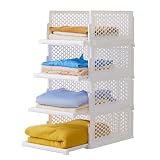 Pull-out Plastic Storage Basket,Stackable Closet Organizers Drawer Anti-Tipping, Reinforced Stable Shelf Container for Bathroom Laundry Room Storage, Space-Saving Clothes Storage (white, Large-4pcs)