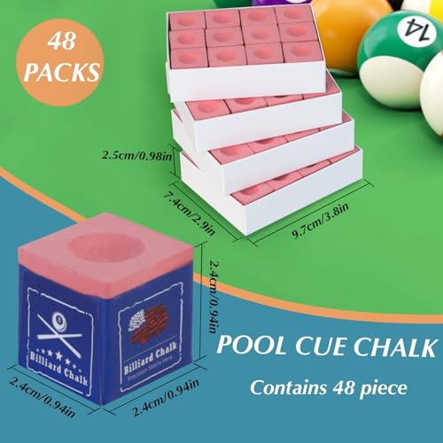 Kmise Professional Pool Cue Chalk, 12 Cubs / 48 Cubs, with Storage Box, Fine Powder, 4 Colors, Billiard Cue Chalk Suitable for Each Cue Tip Size (Pink, 48 Pack) by Kmise - Image 2