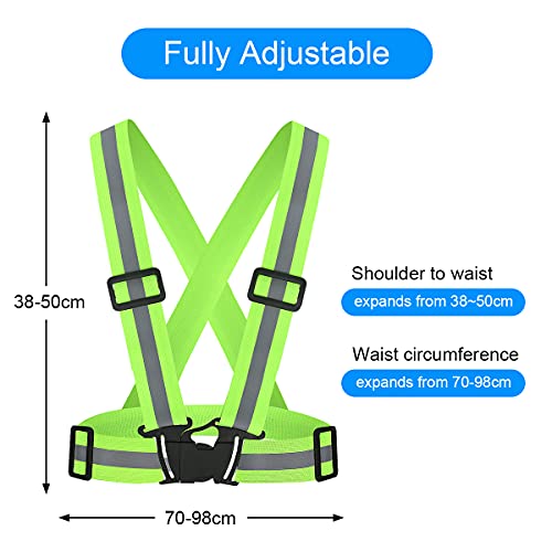 URAQT Reflektierende Sicherheitsweste Set, 2er Reflektierende Warnweste Einstellbar & 4er Elastische Reflektierendes Armbands, Reflektoren Sicherheits für Fahrrad, Joggen, Laufen, Wandern
