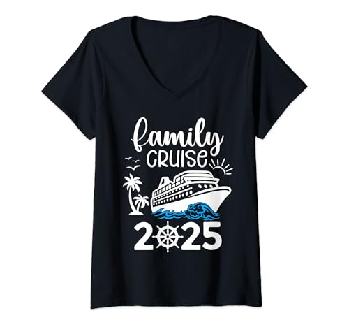 Donna Family Cruise 2025 Vacation Trip Cruising Family Matching Maglietta con Collo a V