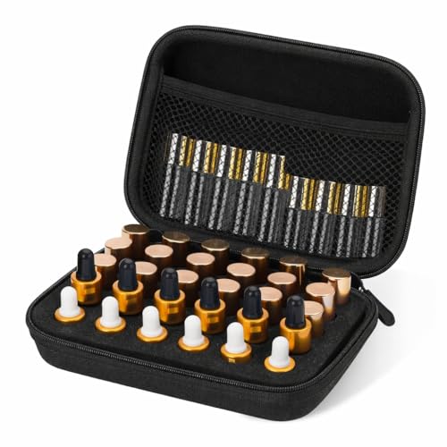 myonly Estuche de transporte de aceites esenciales con capacidad para 30 rejillas para botellas de rodillo de 1 a 3 ml, botella de aceites esenciales para el hogar, viajes y presentaciones