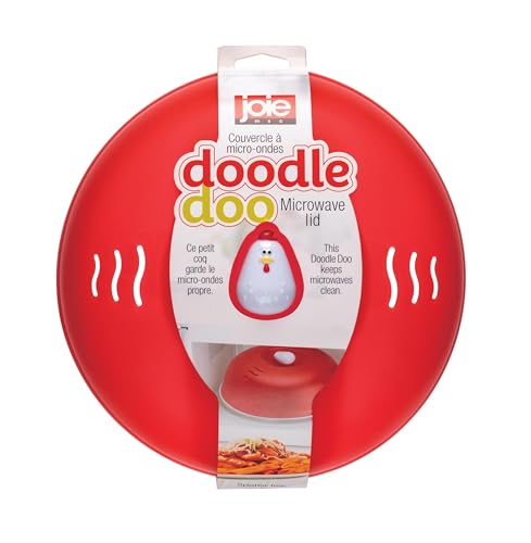 Joie Doodle Doo Microwave Lid, Vented Splatter Cover for Even Cooking, 10-Inch Guard Fits Over Plates to Keep Kitchen Appliance Clean, BPA-Free, Cute Rooster Design, Red by Joie - Used condition - US$12.94