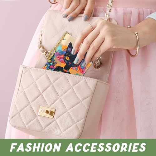 Image of Aiawoxc Credit Card Holder, Small RFID Wallet Slim Leather Card Organizer Case with Zipper and Keychain, Elegant Cat