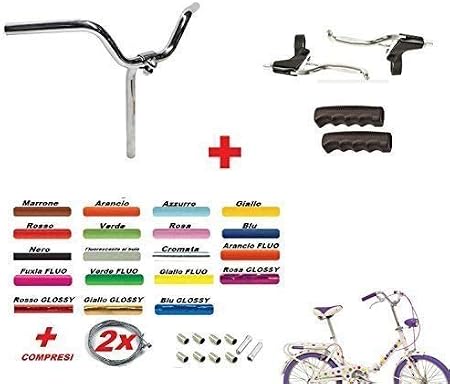 CicloSportMarket Kit Bicicletta GRAZIELLA - Manubrio + Leve Freno + Fili E  Guaina Freni - Scegli Il Colore della Guaina (Rosa Fluo) : Sport e tempo  libero