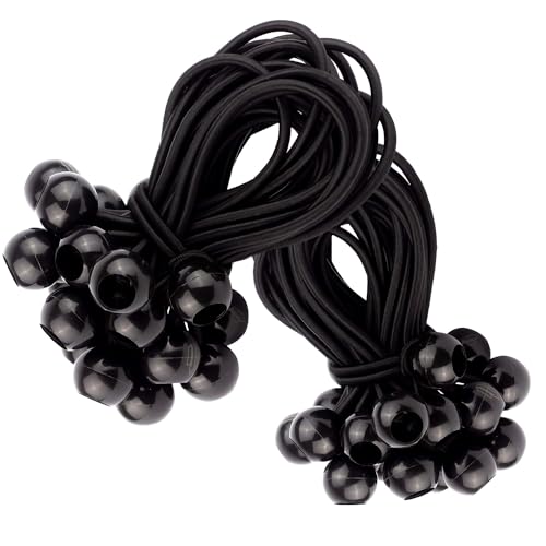 50 Spanngummis mit Kugel in Schwarz | Expander Befestigung für Planen, Banner, Anhänger, Zelt, Trampolin usw. | Gummi-Spanner Universal