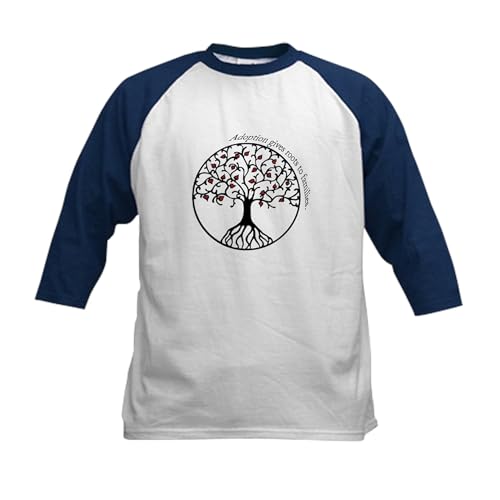 CafePress Adoption Roots Kids Baseball Jersey Kids Cotton Baseball Jersey, 3/4 Raglan Sleeve Shirt Navy/White