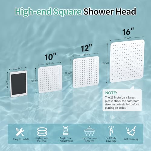 Image of SR SUN RISE Luxury 10 Inch Large Square Stainless Steel Shower Head High Pressure Rainfall Showerhead Ultra Thin Water Saving Polished Chrome