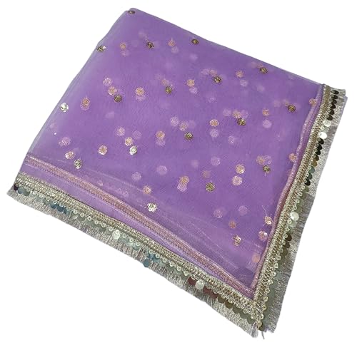 Image of Navti Creations Women's Lightweight Net Dupatta With Sequence Embroidery & Kiran Border (Length 2.25m)