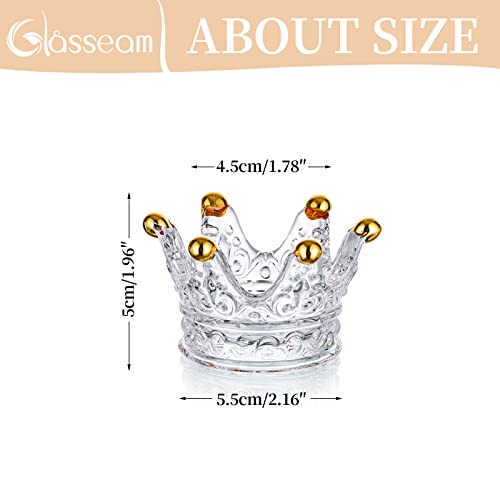 Glasseam Glass Tealight Candle Holder, Gold Rim Crown Crystal Candle Holders Set Of 6, Vintage Small Tea Lights Candle Holder Centerpiece, Decorative Votive Candle Holders For Table Wedding Christmas #TOP6