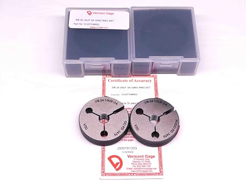 New 3/8 24 UNJF 3A Vermont Thread Ring GAGES .375 GO NO GO PD'S = .3479 & .3450 - MS7148VTG