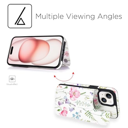 uCOLOR Compatible with iPhone 15 6.1 inch Wallet Case with Card Holder Slot Folio Flip PU Leather Kickstand Double Magnetic Clasp and RFID Blocking Design Cover (Pink Purple Marble) by uCOLOR - Image 7