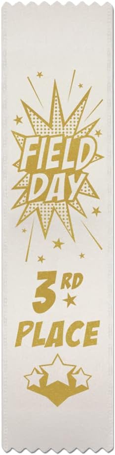 RibbonsNow School Field Day 3rd Place Ribbons – 100 White Bookmark Style Ribbons