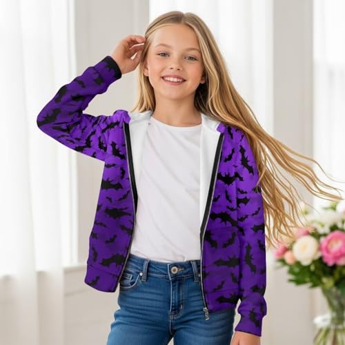 Black Kids Hoodie Boys Zip Up Hoodie Size 6-16 Trendy Spooky Season Sweatshirt with Kangaroo Pocket4