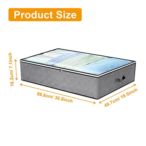 JMIATRY 4 Pack Underbed Storage Boxes with Lid, 100L Foldable Underbed Storage Bags with Handles and Zips - Image 2