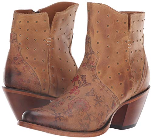 Lucchese Womens Harley Cowhide Studded Round Toe Dress Boots Ankle Mid Heel 2-3" - Beige - Size 8.5 B #TOP6