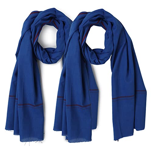 Image of Cotton Skin Friendly Summer Shrink Proof Bath Towel Pure Cotton Gamcha Soft 100% Men Boys All Purpose Living Handloom Blue (Pack 02)