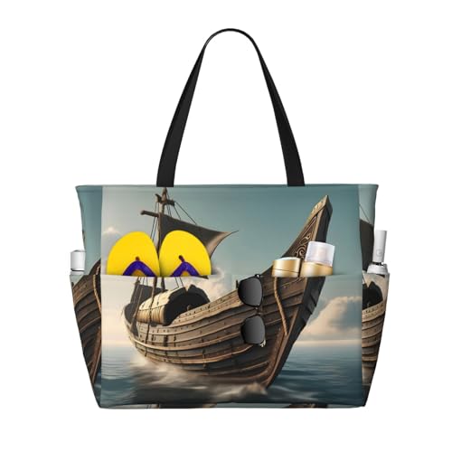 Sac fourre-tout de plage imperméable grand format et imprimé viking