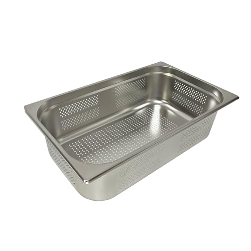 Baki Stainless Steel Gastronorm Container 1/1 Perforated Food Pan 20, 40, 65, 100, and 150 mm Deep (150mm Deep)