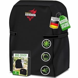 KESSER® Grillabdeckung Wetterfest, Grill Abdeckhaube Gasgrill, Grillhaube Schutzhülle für Weber, Enders, Char Broil, 600D Oxford Gewebe, wasserdicht, UV-beständig, reißfest, 76x66x109cm, Schwarz