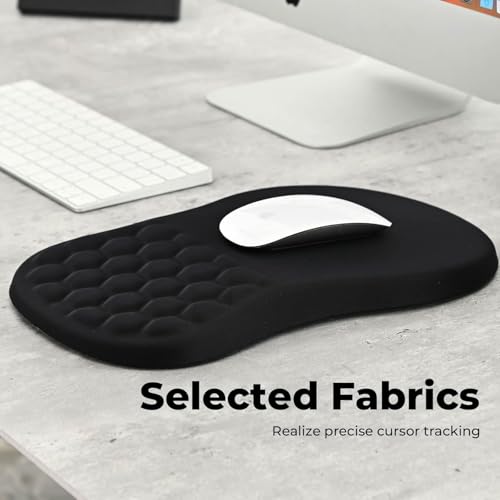 Image of EooCoo Mouse Pad Wrist Support with Massage Design,Ergonomic Mouse Mat,Mousepad Wrist Rest Pain Relief with Memory Foam&Non-Slip Silicone Base,Gaming Mouse Pads for Desk Accessories (12x8 inch,Black)