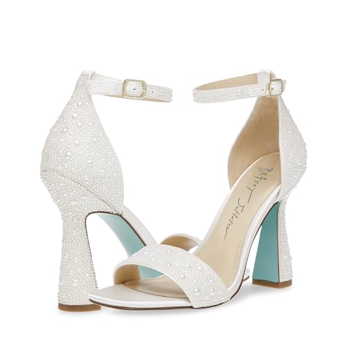 Betsey Johnson Women's Dani Heeled Sandal, Pearl, 9.5