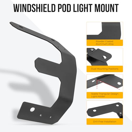 Image of A-Pillar Ditch Light Mount Brackets for 2018-2023 Jeep Wrangler JL Gladiator JT Accessories, Dual LED Light Pod Aluminum Brackets, 1 Pair 【Does NOT FIT 4xe / Mojave / Rubicon 392】