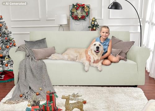 Miniatura 2 de Ystyle Funda Sofa 2 Plazas, Ajustables Fundas Sofa Elasticas, Protector Sofa Gatos Arañazo Y Perros Mascotas, Funda De Sofá Con Reposabrazos Antideslizante Antimanchas Lavable, Blanco Natural