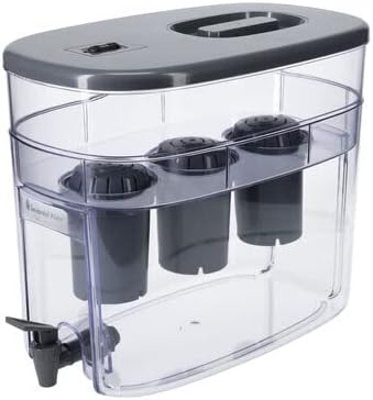 INVIGORATED WATERAlkaline Water Machine - Alkaline Water Filter System - Countertop Water Filter Dispenser for Home or Office - 300 Gallon Water Filter Capacity - 3 x pH001 Alkaline Filter (Grey)