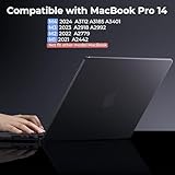 BlueSwan Matte Case compatible with 14 inch Macbook Pro M5 A3434 M4 A3112 A3185 A3401 M3 A2918 A2992 M2 A2779 M1 A2442,2025-2021,Ultra-thin Protective Plastic Hard Shell Cover Case for Pro 14''- Black - Image 8