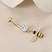 14G Cute Bee Crystal Dangle Navel Ring for Women Stainless Steel Cubic Zirconia Statement Black Yellow Enamel Insect Charm Belly Button Rings Curved Barbell Studs Body Piercing Jewelry Fashion Gifts (Gold)